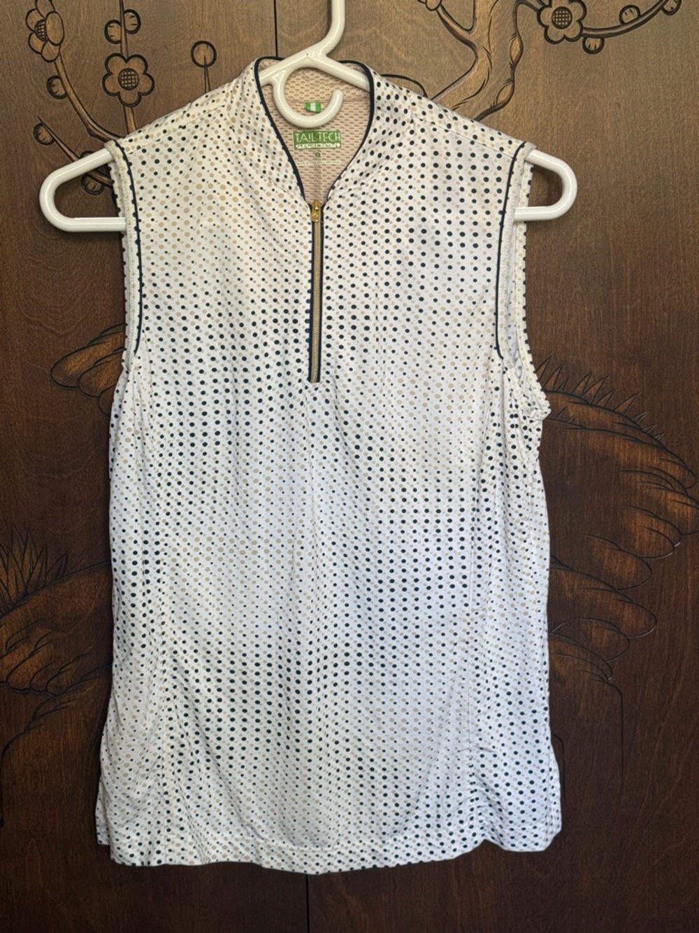 Tail White Zip-Front Sleeveless Tank